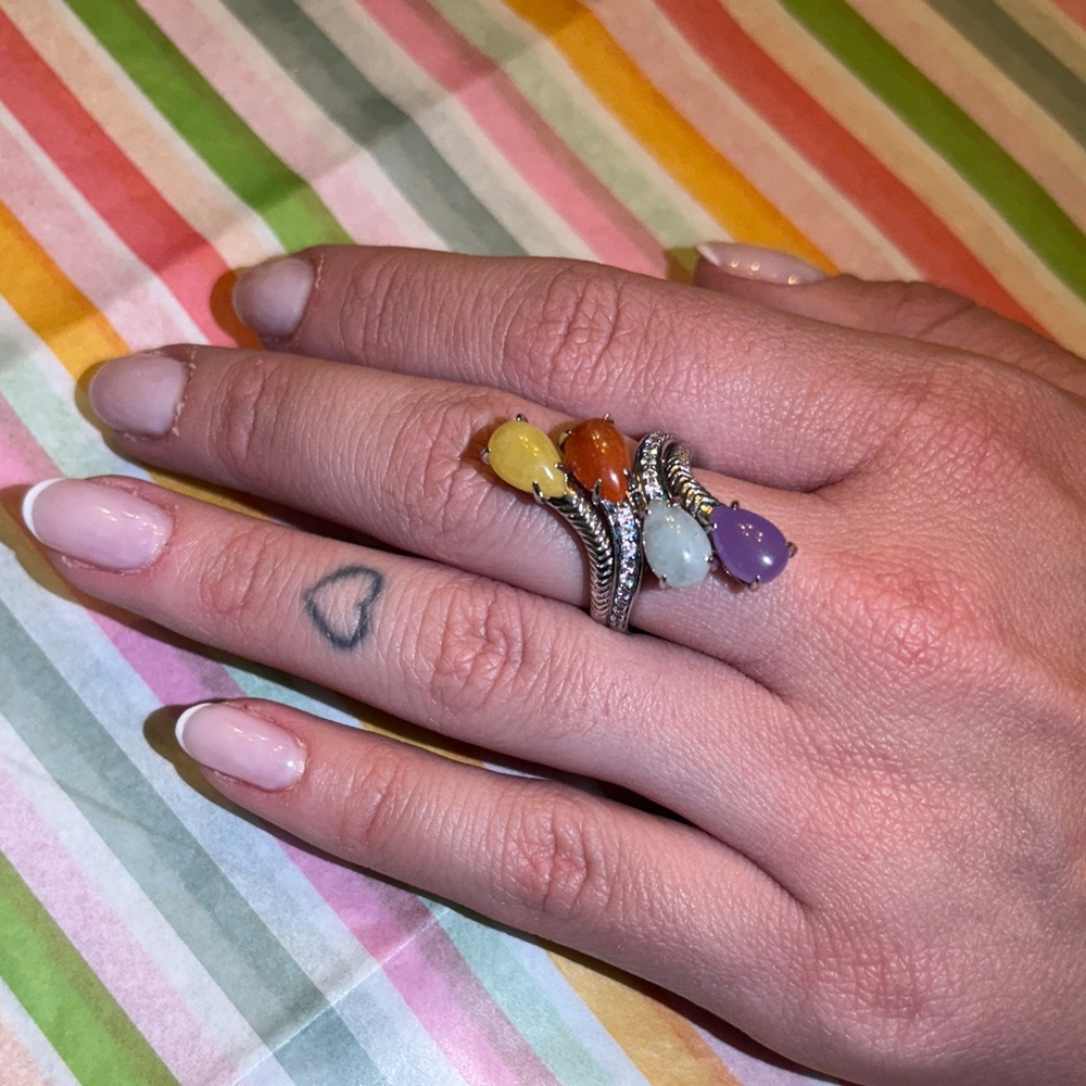 Vibrant Multi-Stone Silver Ring